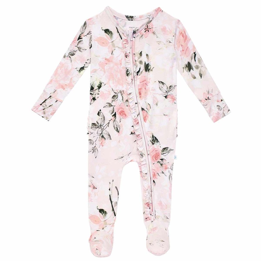 Apparel + Shoes Posh Peanut Onesies + Sleepers | Ruffled Zippered Footie