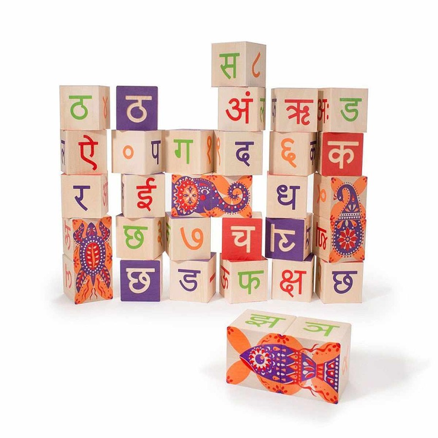 Toys + Gifts Uncle Goose Wood Building Blocks | Hindi Abc Blocks