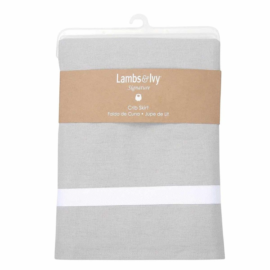 Bedding + Decor Lambs & Ivy Crib Skirts | Grey Shirred Crib Skirt