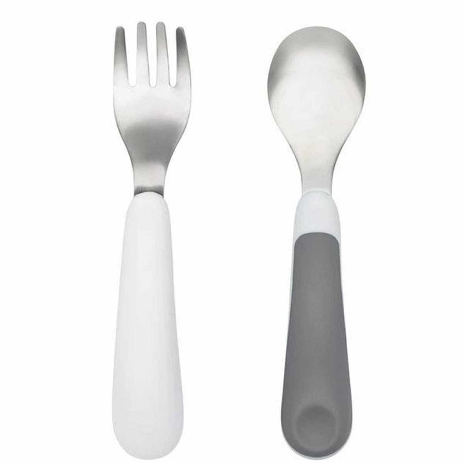 Feeding Oxo Tot Utensils | On The Go Fork & Spoon W/ Travel Case Grey