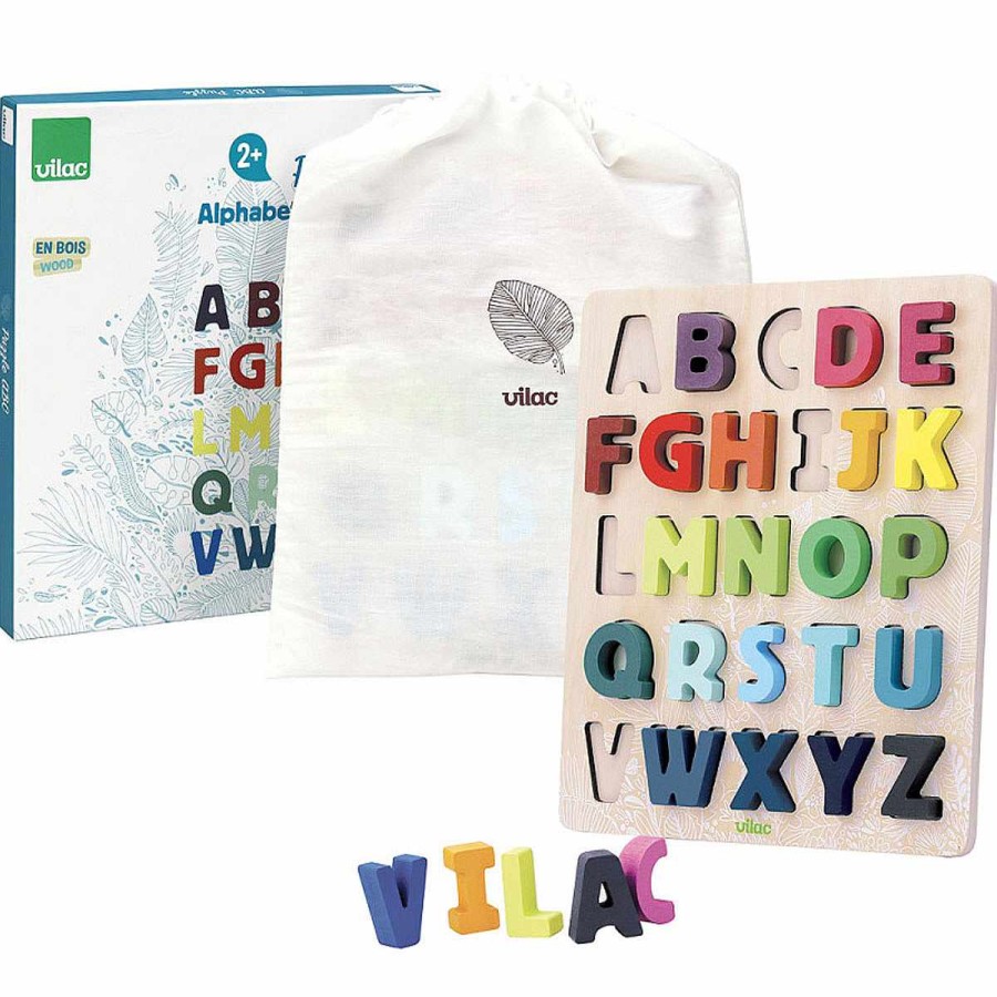 Toys + Gifts Vilac Wood Puzzles + Games | Abc Alphabet Set