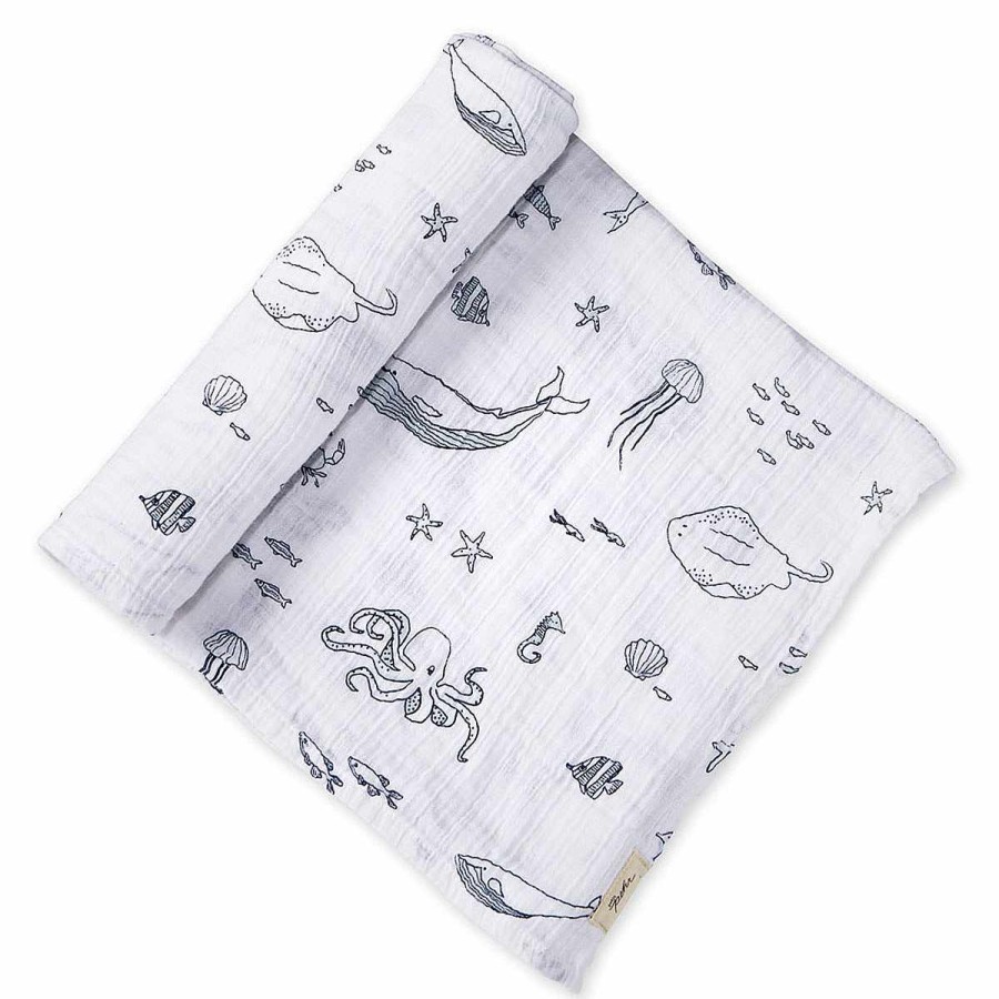 Bedding + Decor Pehr Swaddle + Receiving Blankets | Life Aquatic Swaddle