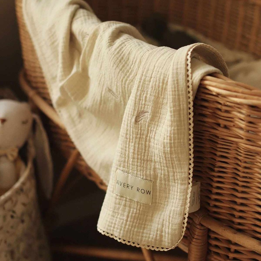 Bedding + Decor Avery Row Baby Blankets | Embroidered Muslin Blanket Grasslands