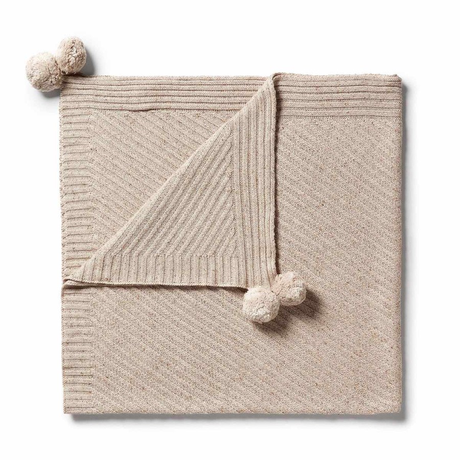 Bedding + Decor Wilson + Frenchy Baby Blankets | Knitted Jacquard Blanket Oatmeal Fleck