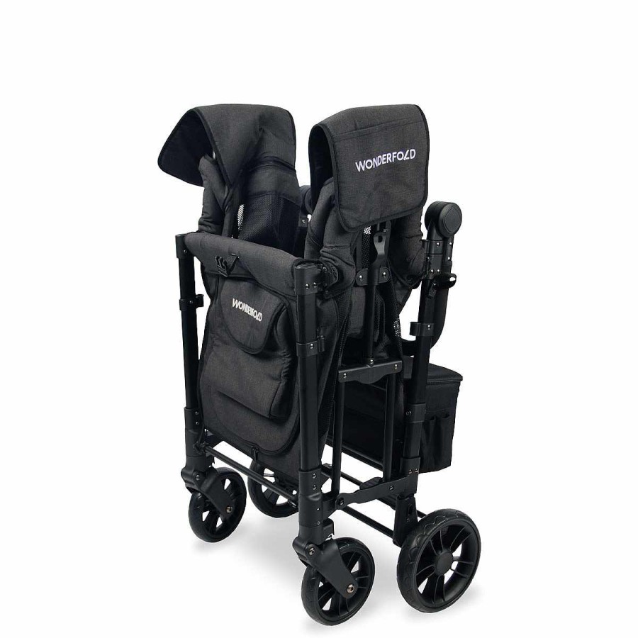 Gear WonderFold Double Strollers | W2 Elite Double Stroller Wagon Volcanic Black