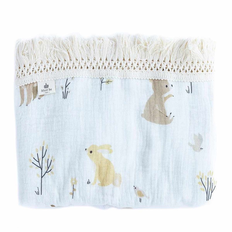 Bedding + Decor MustBeBaby Baby Blankets | Muslin Blanket With Fringe