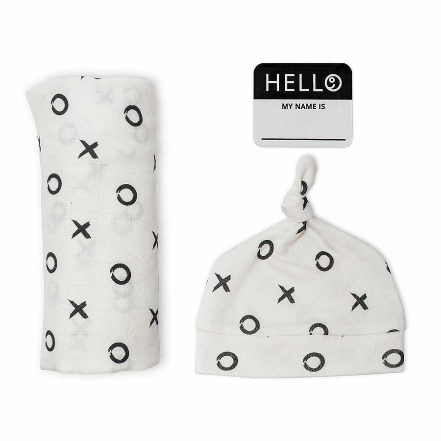 Bedding + Decor Lulujo Swaddle + Receiving Blankets | Hello World Blanket & Knotted Hat