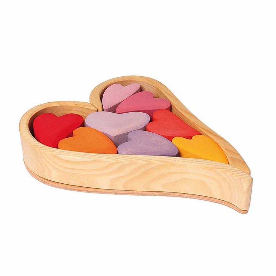 Toys + Gifts Grimm's Wood Puzzles + Games | Building Set Hearts