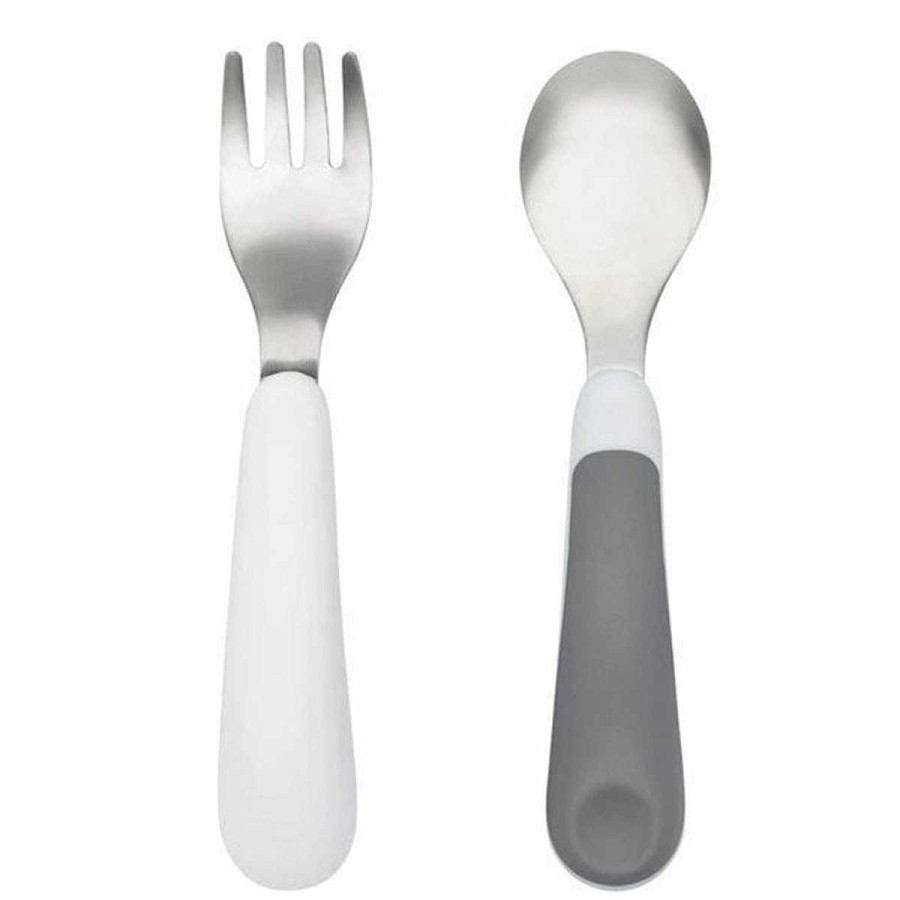 Feeding Oxo Tot Utensils | Fork & Spoon Set Grey