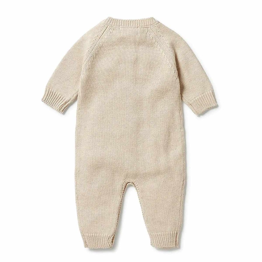 Apparel + Shoes Wilson + Frenchy Onesies + Sleepers | Knitted Button Growsuit Oatmeal Melange