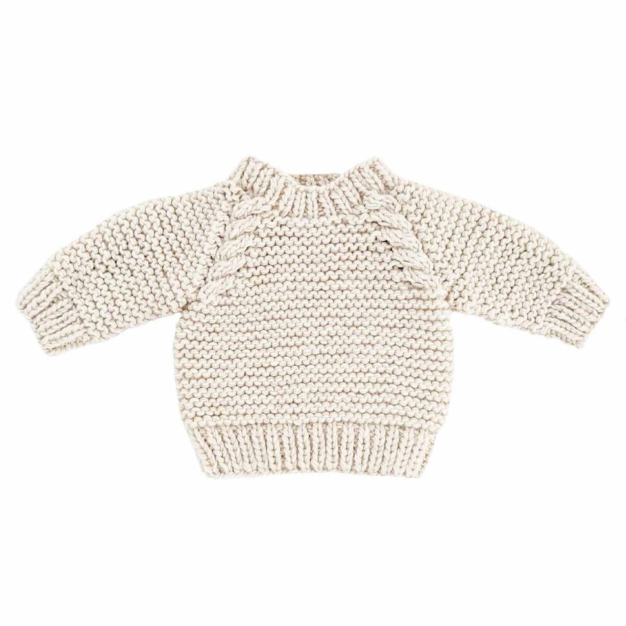 Apparel + Shoes Huggalugs Sweaters + Jackets | Garter Stitch Crew Neck Sweater Natural