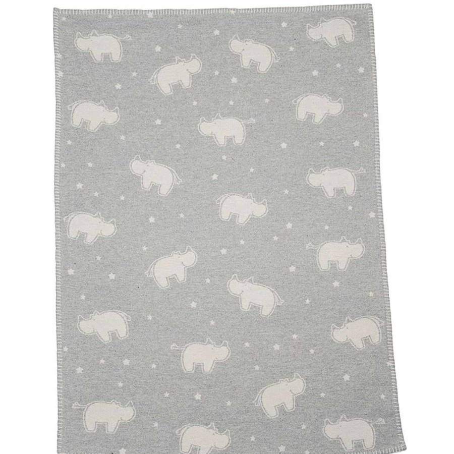 Bedding + Decor David Fussenegger Baby Blankets | Lena Rhinos Allover Grey