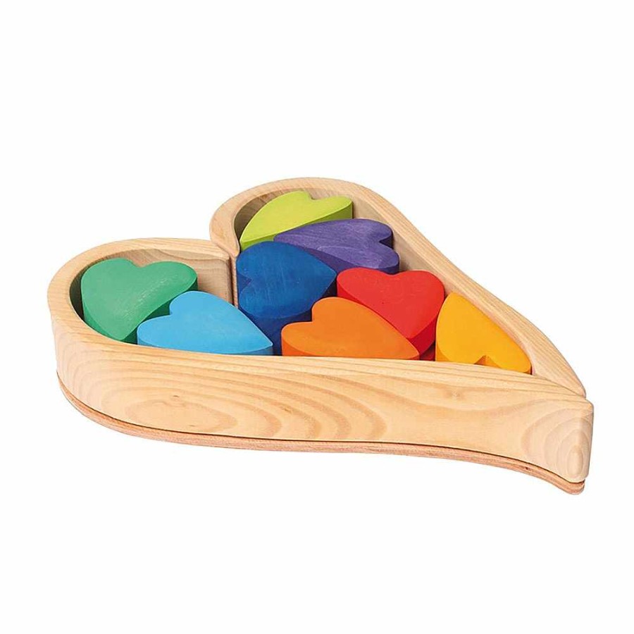 Toys + Gifts Grimm's Wood Puzzles + Games | Building Set Hearts